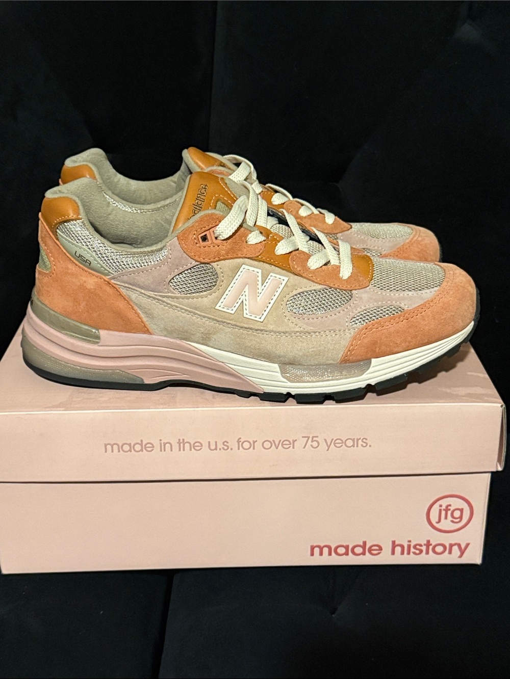 New Balance Women's Peach & Beige Suede Mesh Sneakers